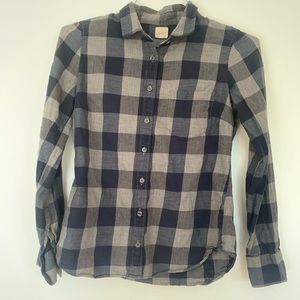 J Crew The Perfect Shirt Flannel button down xs navy blue heather gray
